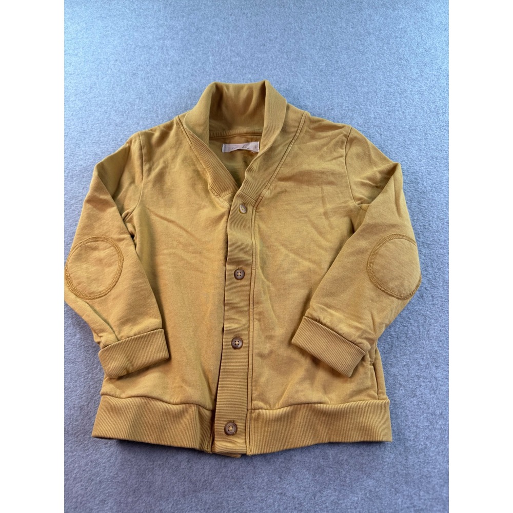 Pehr Kids Mustard Yellow Organic Cotton Shawl Collar Cardigan Sweater Size 4-5Y